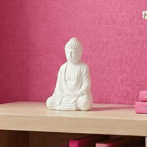 Sitting Buddha Cement Statue | Modern Home & Office Decor Accent | 6"